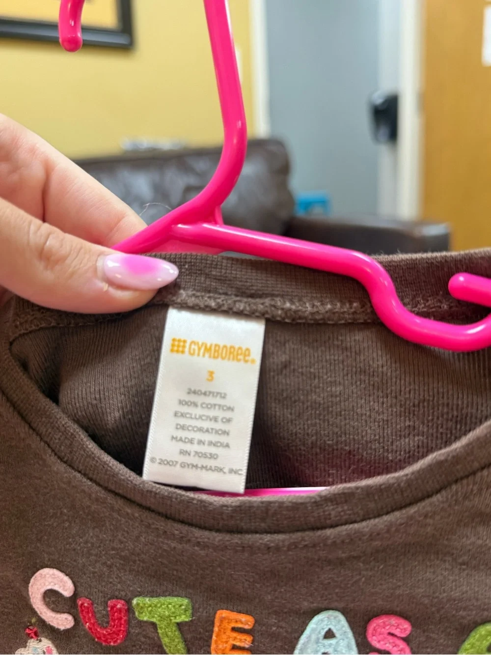 Gymboree Brown Long-Sleeve Tee with Colorful 'Cute As A Cupcake' Applique